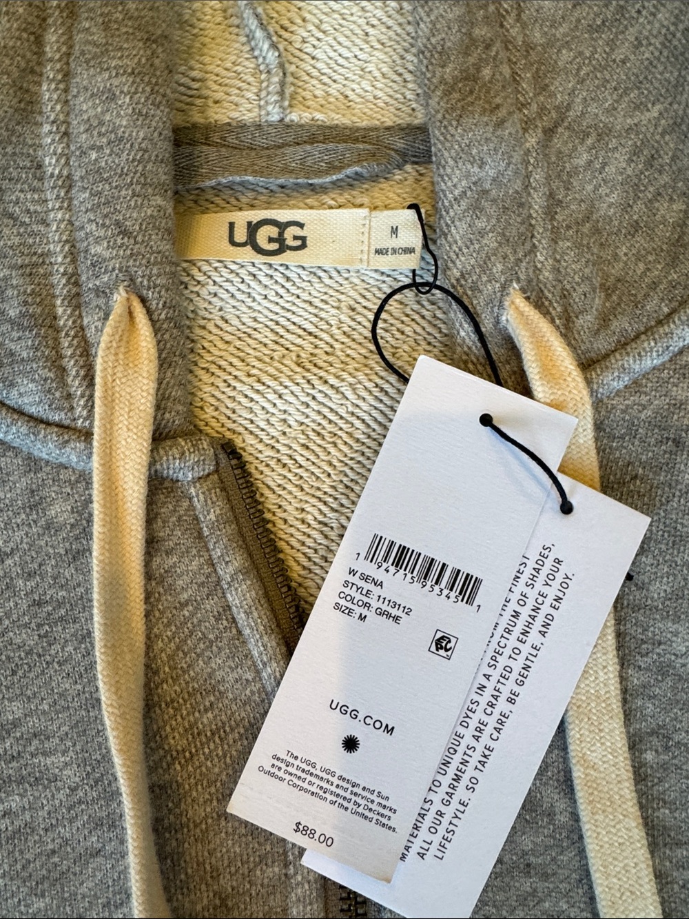 UGG Sena Hoodie Size M Heather Gray NWT